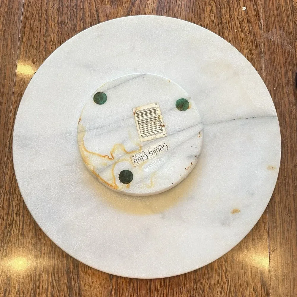 Gray White Marble Tabletop Felt Base Lazy Susan 12